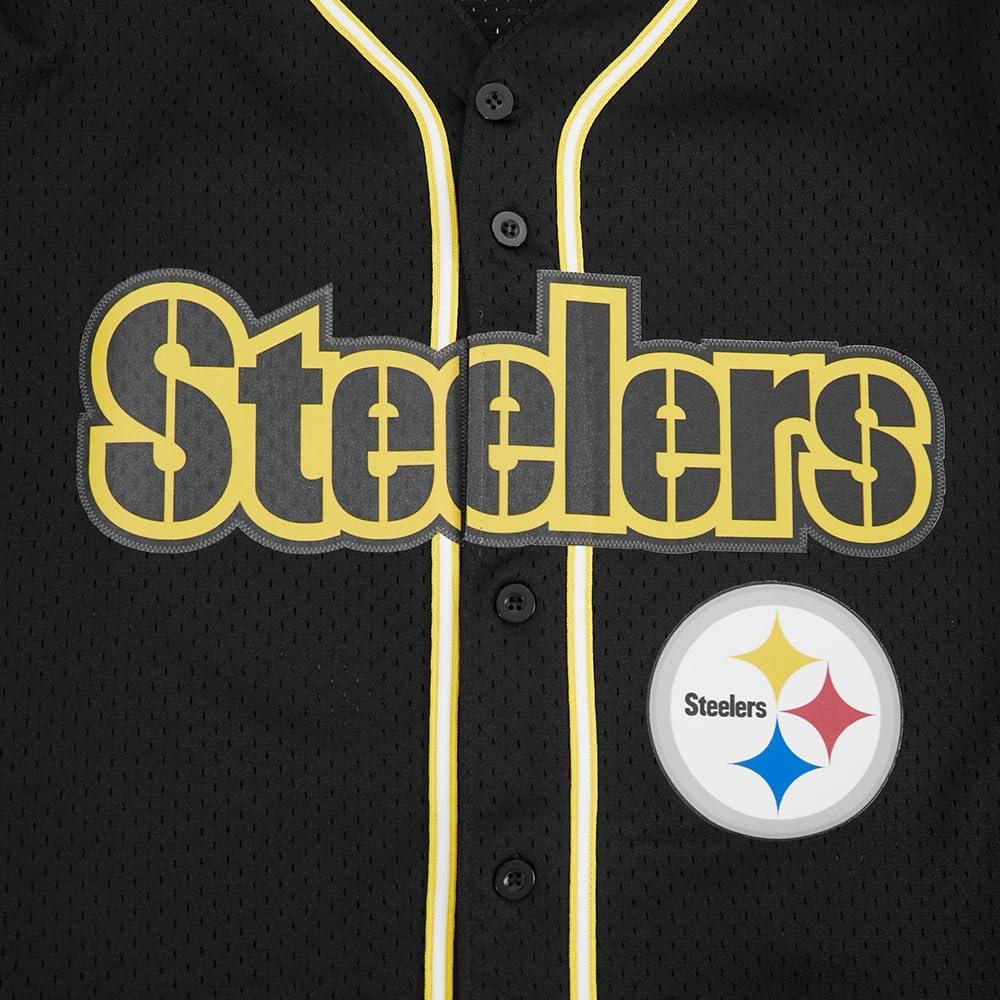imagePro Standard Mens NFL Mesh Button Down TopBlackYellow