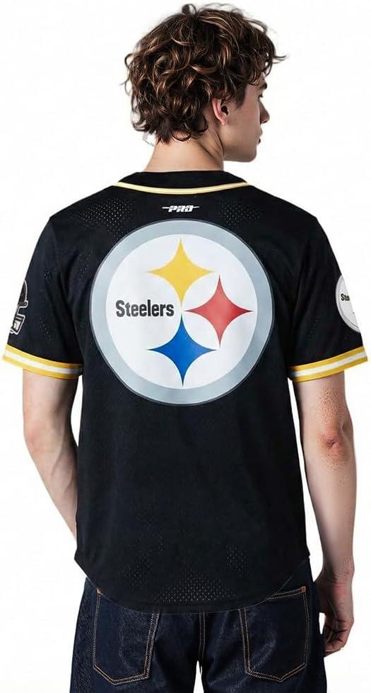 imagePro Standard Mens NFL Mesh Button Down TopBlackYellow