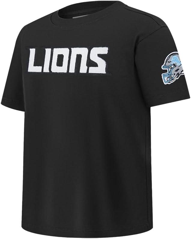 imagePro Standard Big Boys NFL Detroit Lions Classic Chenille Short Sleeve Tee Black M