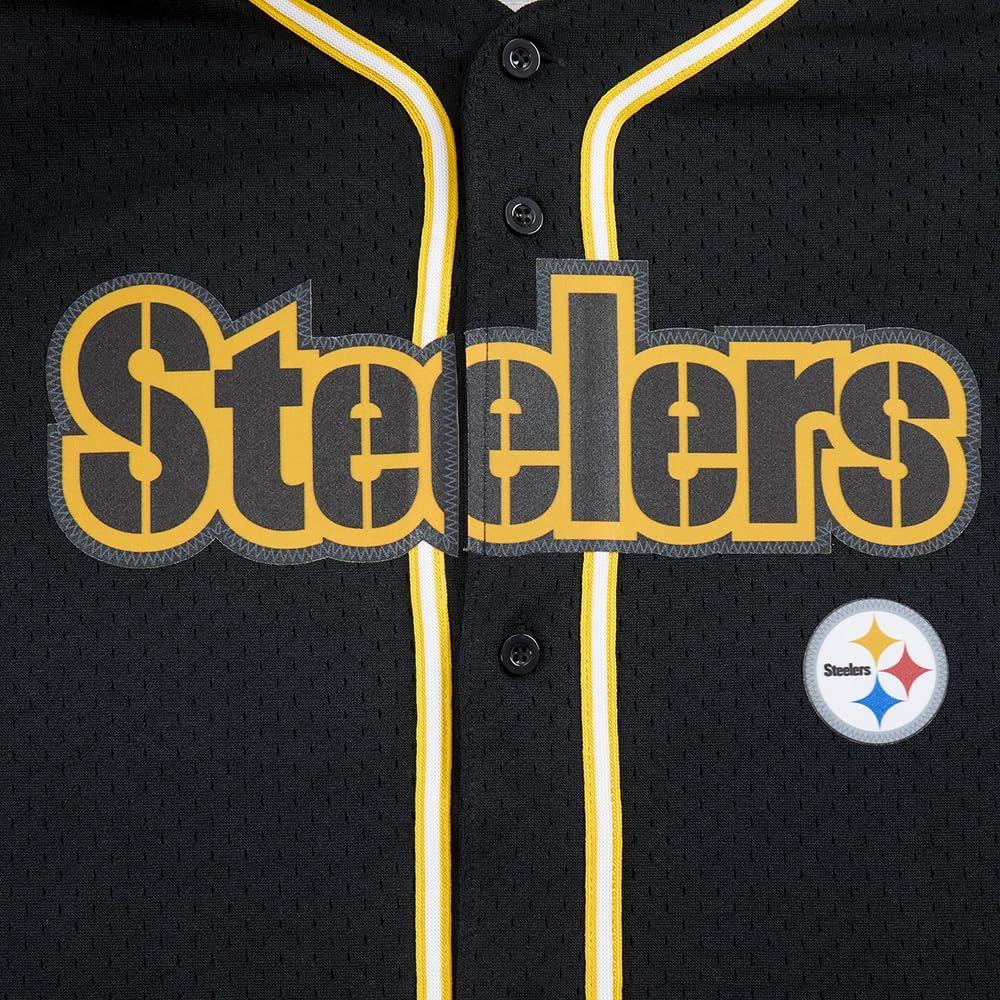 imagePro Standard Big Boys NFL Pittsburgh Steelers Mesh Button Down Mesh Top BlackYellow L