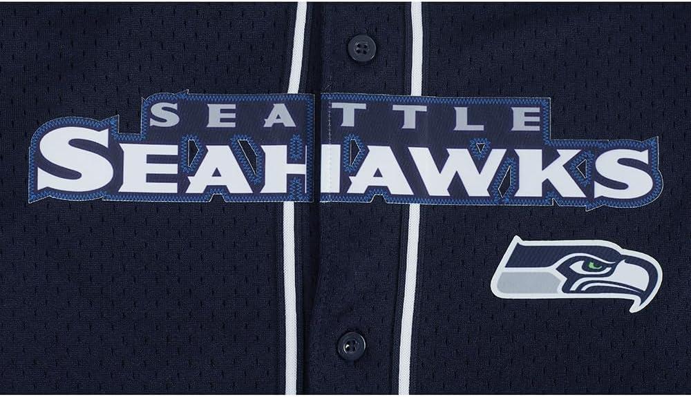 imagePro Standard Big Boys NFL Seattle Seahawks Mesh Button Down Mesh Top Midnight Navy XL