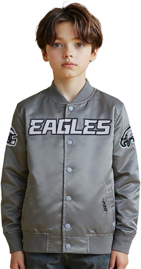 imagePro Standard Little Boys NFL Classic Chenille Satin JacketGray