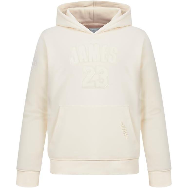 imagePro Standard Big Boys NBA Los Angeles Lakers Lebron James 23 Neutrals Player Pull Over Hoodie Eggshell M