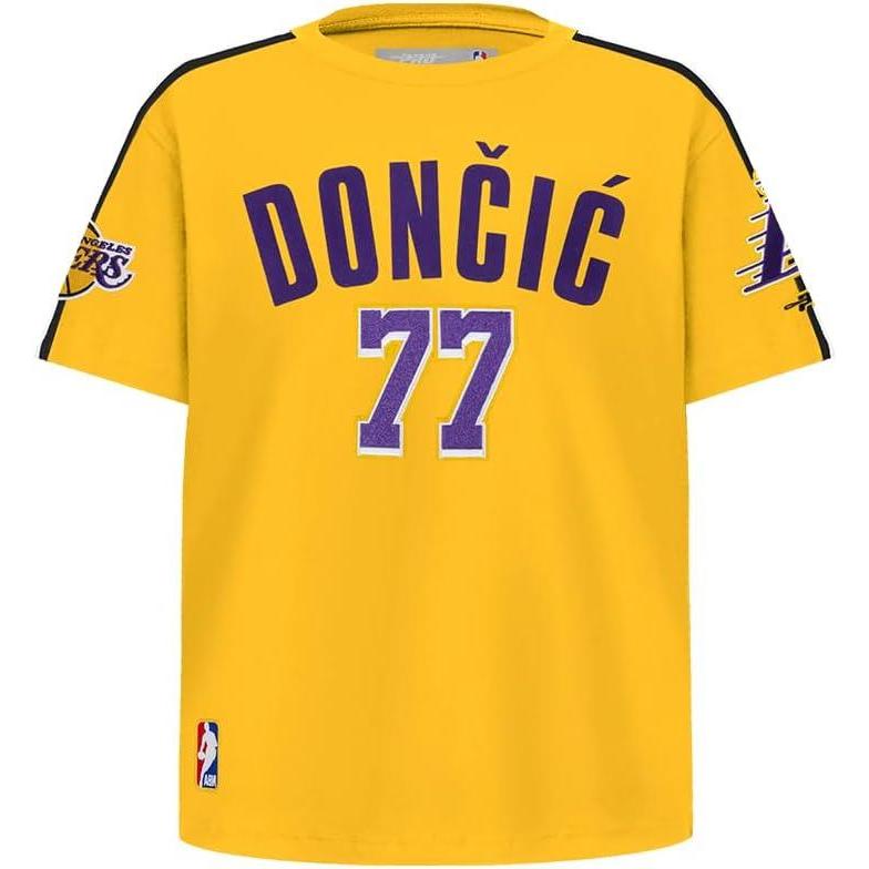 imagePro Standard Big Boys NBA Los Angeles Lakers Luka Doncic 77 Classic Player Short Sleeve Taping Tee YellowBlack S