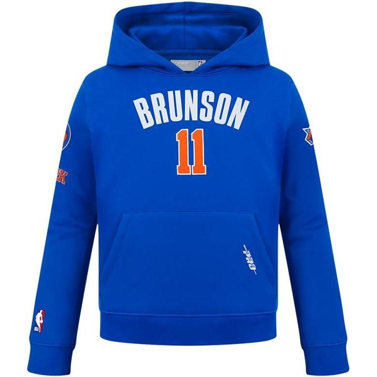 imagePro Standard Big Boys NBA New York Knicks Jalen Brunson 11 Classic Player Pull Over Hoodie Royal Blue Xl