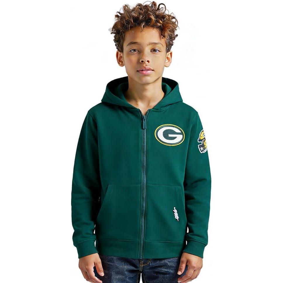imagePro Standard Big Boys NFL Classic Chenille Full Zip HoodieForest Green