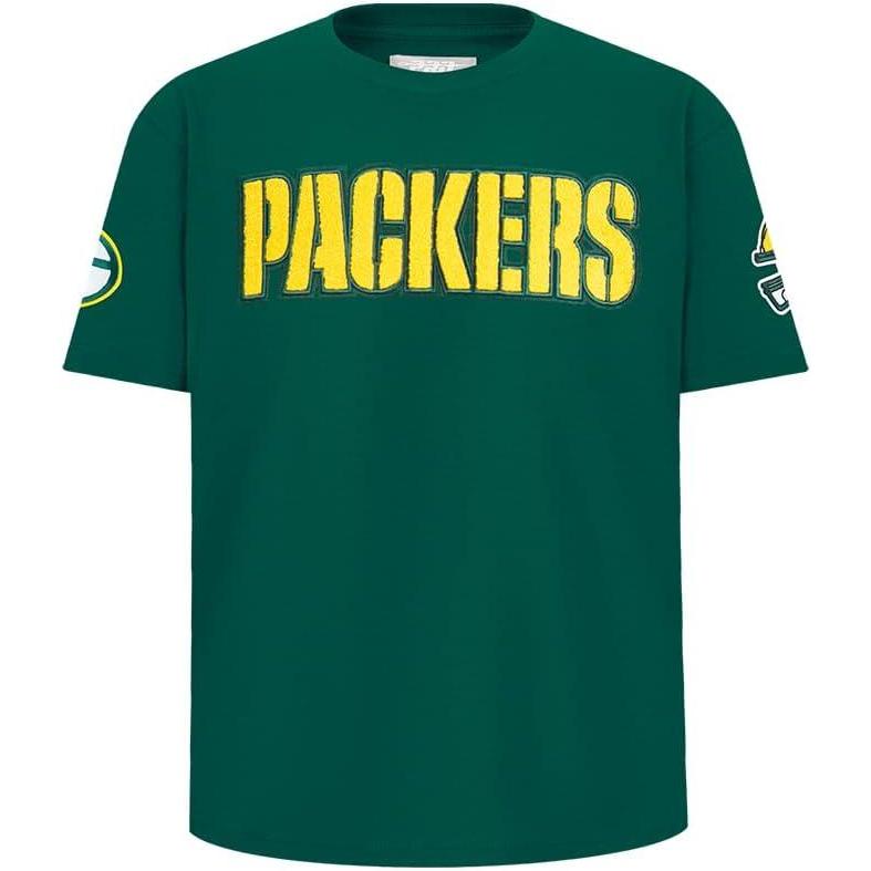 imagePro Standard Big Boys NFL Green Bay Packers Classic Chenille Short Sleeve Tee Forest Green L