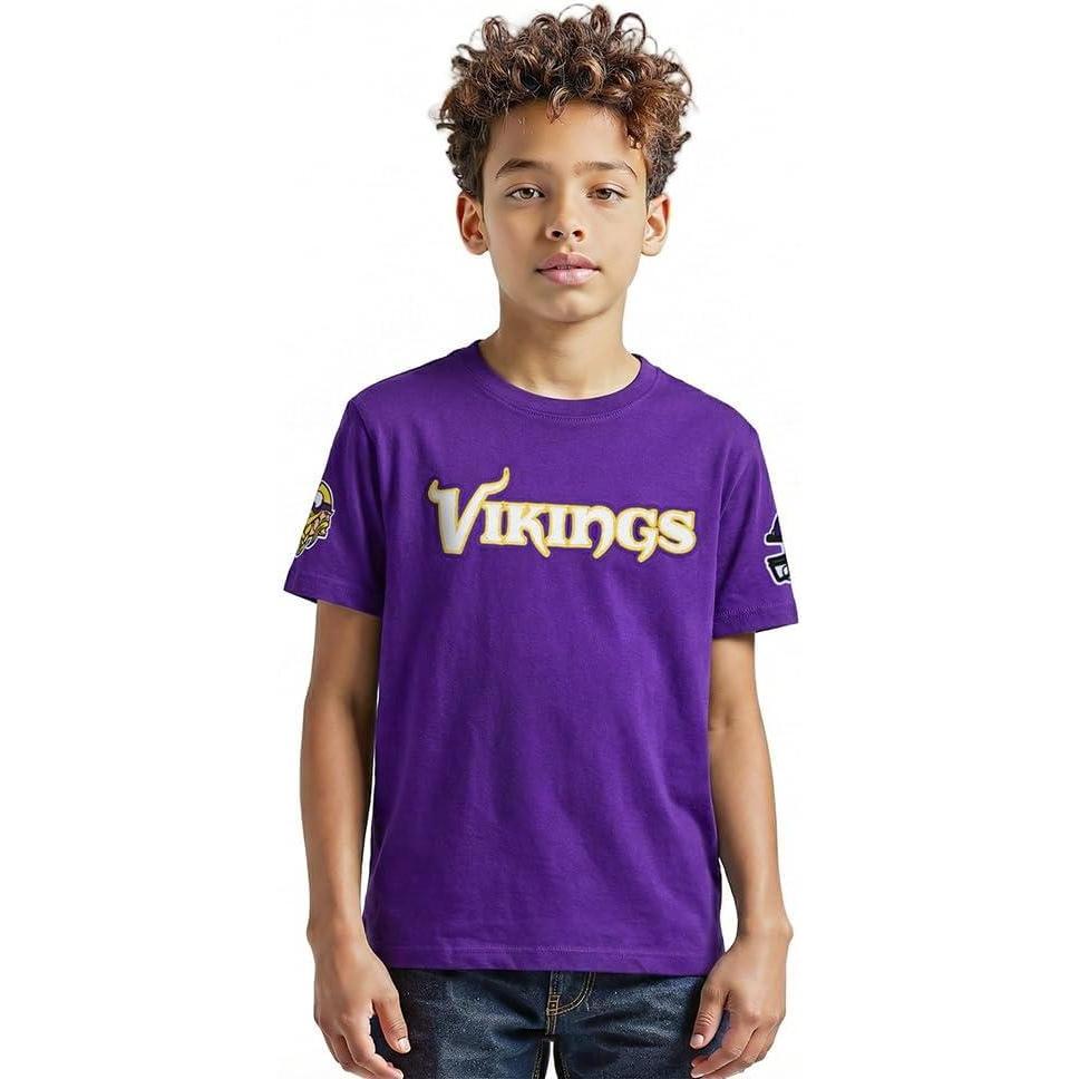 imagePro Standard Big Boys NFL Minnesota Vikings Classic Chenille Short Sleeve Tee Purple S