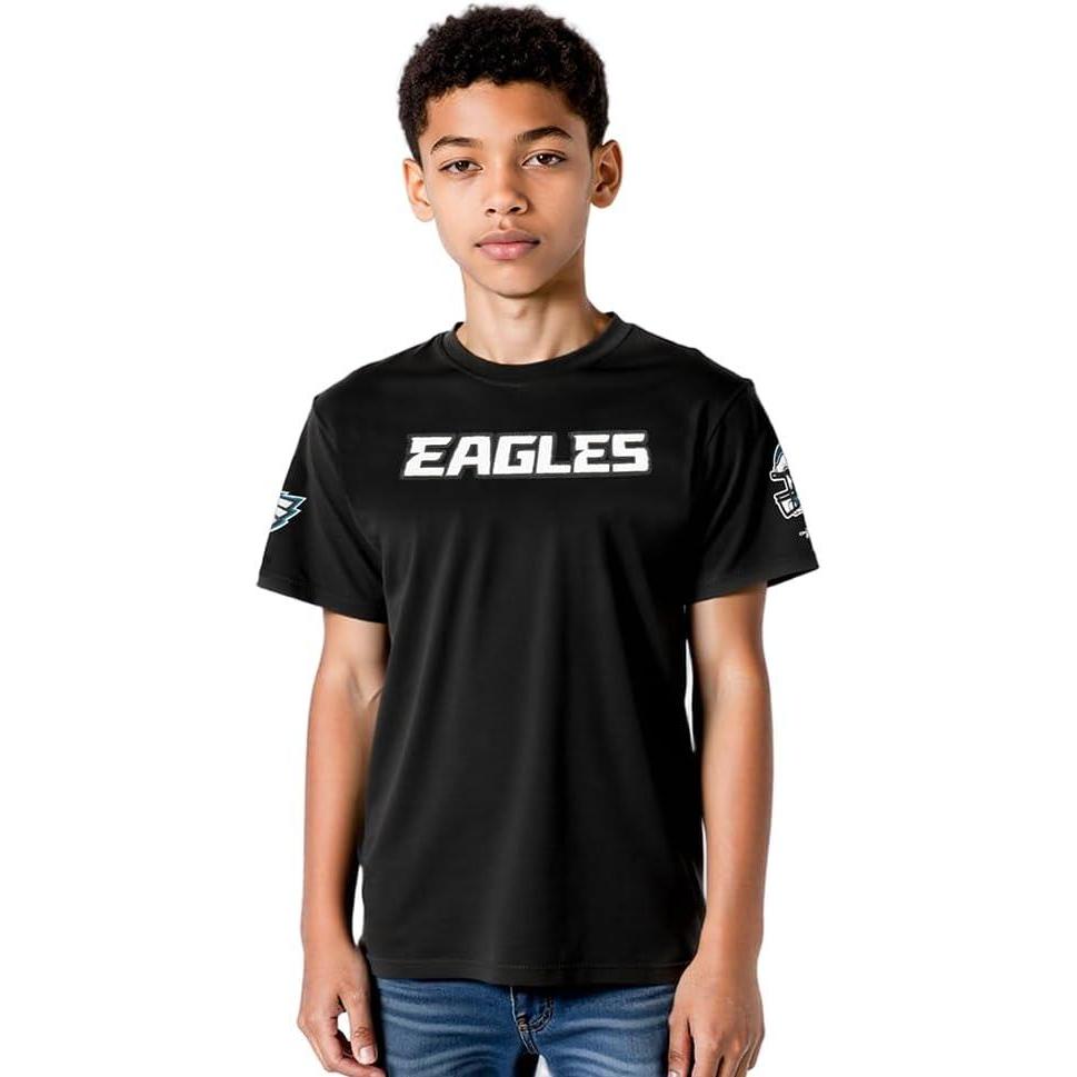 imagePro Standard Big Boys NFL Philadelphia Eagles Classic Chenille Short Sleeve Tee Black XL