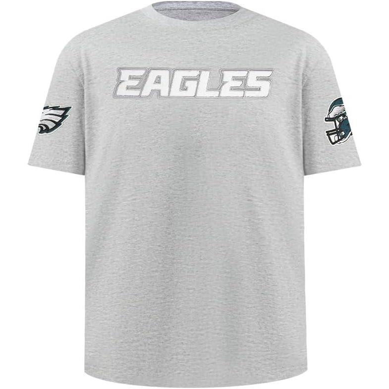 imagePro Standard Big Boys NFL Philadelphia Eagles Classic Chenille Short Sleeve Tee Heather Grey L