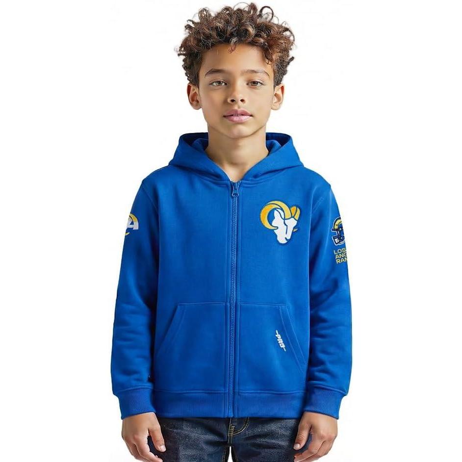 imagePro Standard Little Boys NFL Los Angeles Rams Classic Chenille Full Zip Hoodie Royal Blue