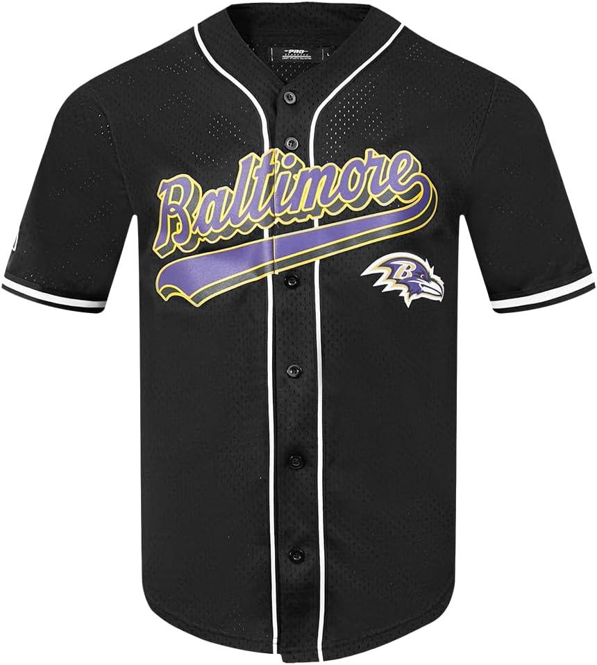 imagePro Standard Mens NFL Script Tail Button Down Mesh TopBlack