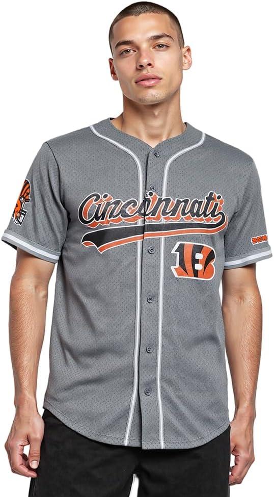 imagePro Standard Mens NFL Script Tail Button Down Mesh TopGray