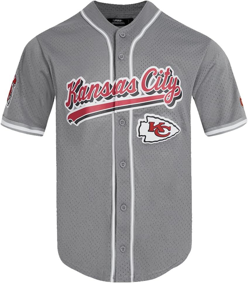 imagePro Standard Mens NFL Script Tail Button Down Mesh TopGray