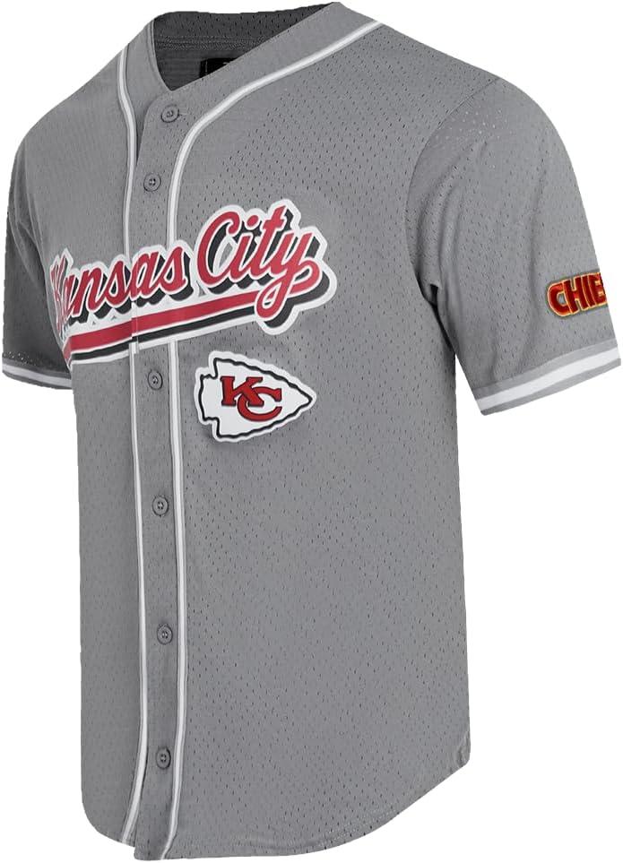 imagePro Standard Mens NFL Script Tail Button Down Mesh TopGray
