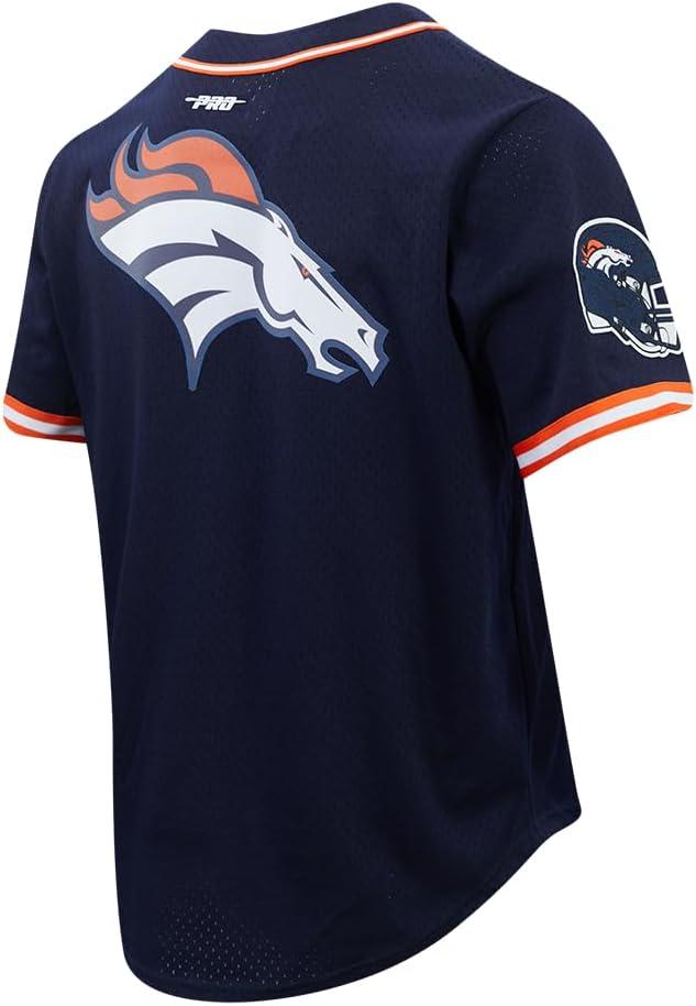 imagePro Standard Mens NFL Script Tail Button Down Mesh TopMidnight NavyOrange