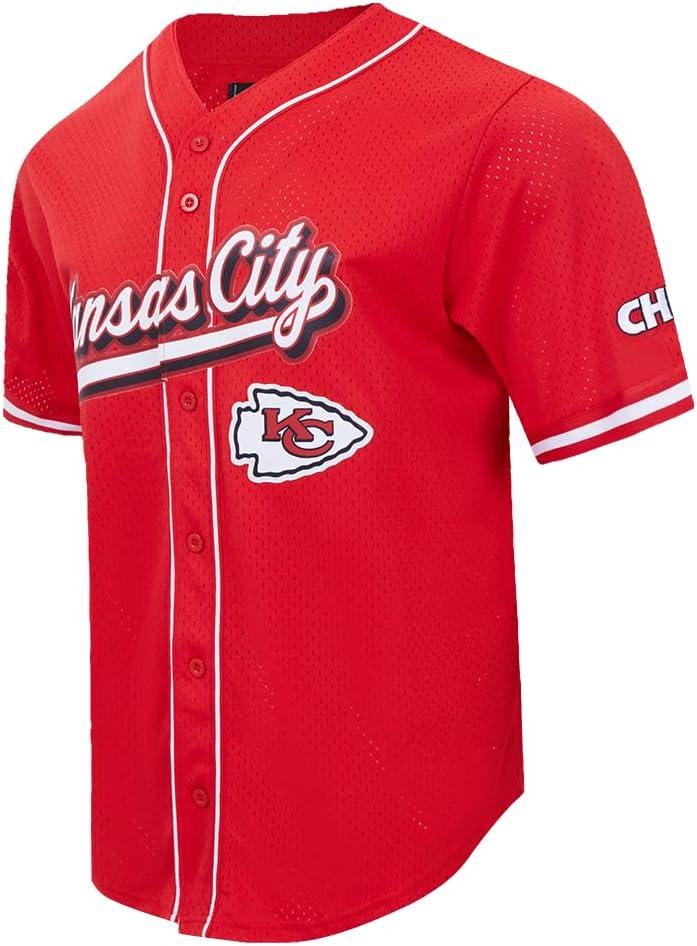 imagePro Standard Mens NFL Script Tail Button Down Mesh TopRed