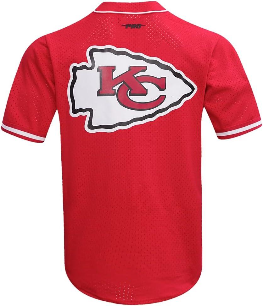 imagePro Standard Mens NFL Script Tail Button Down Mesh TopRed