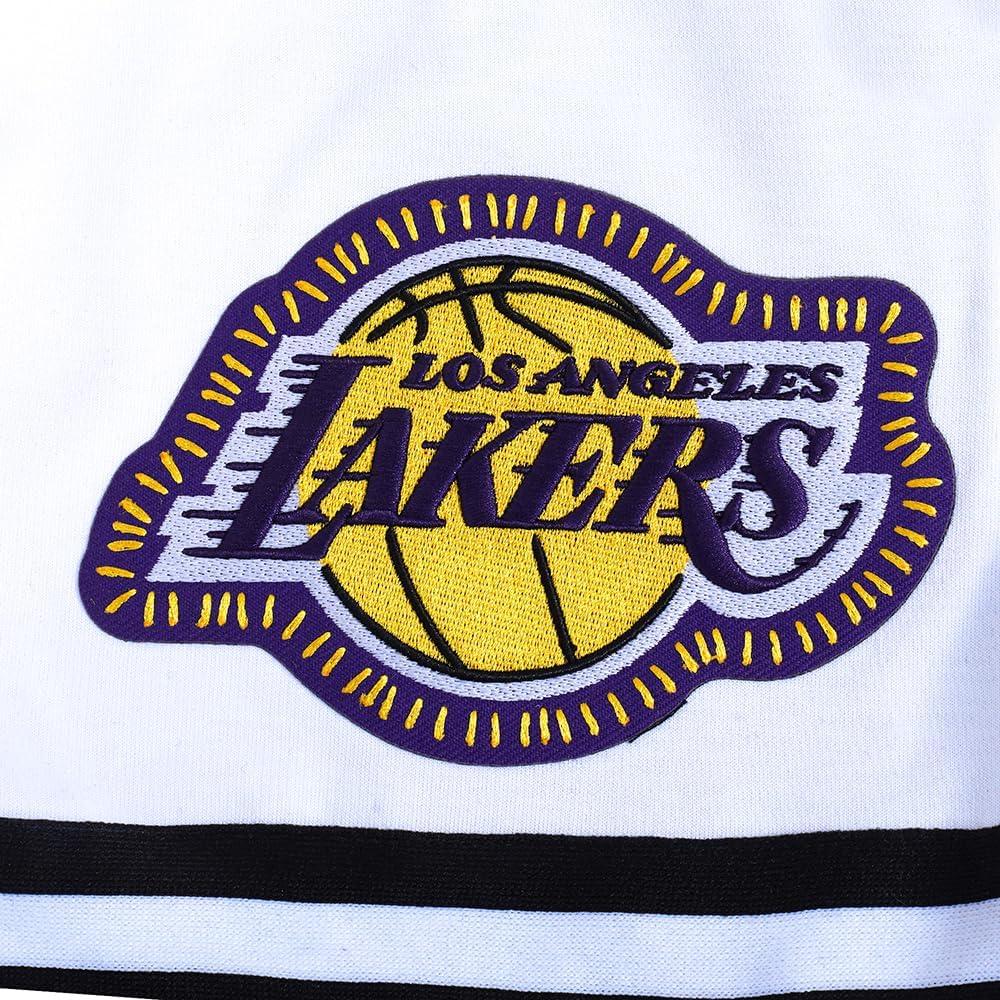 imagePro Standard NBA Mens Mens NBA DIY Pick Stitch Cotton Double Knit Athletic ShortWhiteBlack