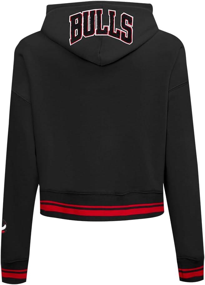 imagePro Standard NBA womens Womens Nba Mash Up Brushed Back French Terry Cropped Pullover HoodieBlackRedBlack