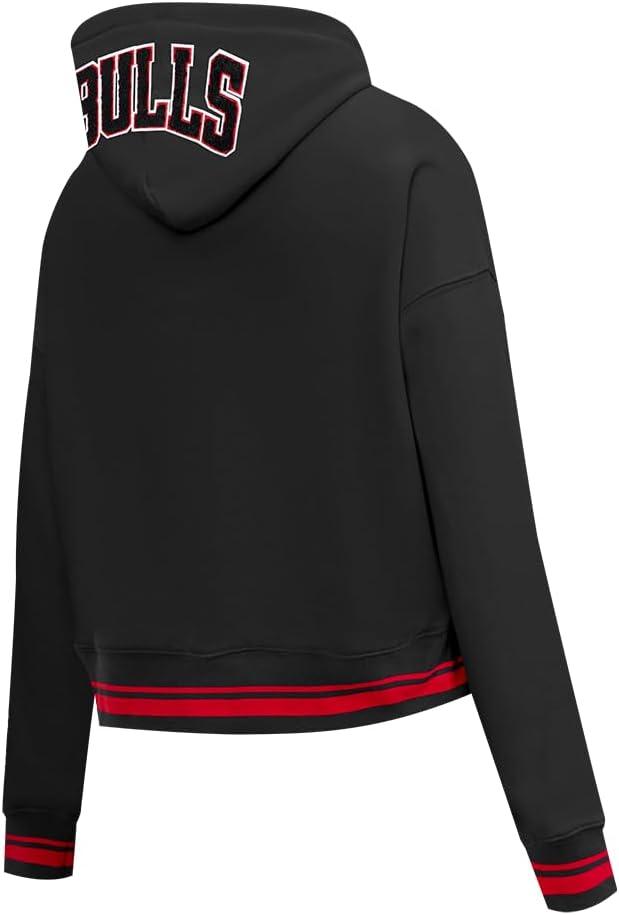 imagePro Standard NBA womens Womens Nba Mash Up Brushed Back French Terry Cropped Pullover HoodieBlackRedBlack