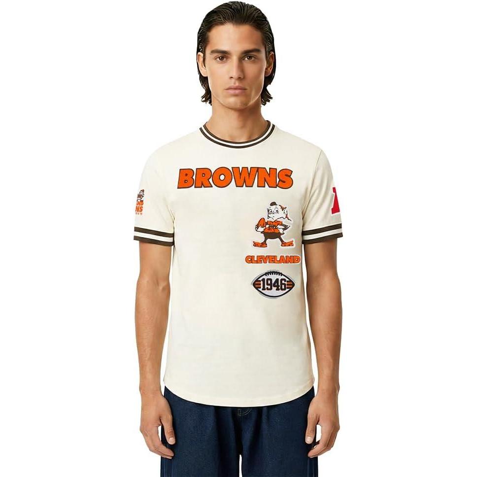 imagePro Standard Mens NFL Retro Classics Short Sleeve TeeEggshell Brown