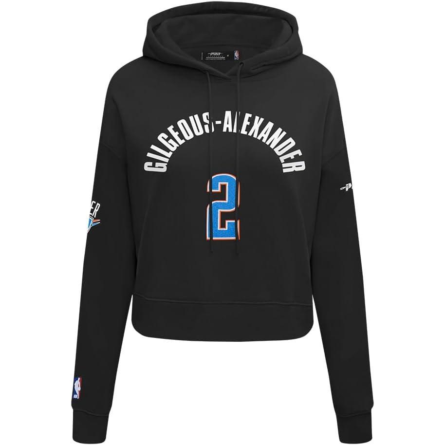 imagePro Standard NBA womens Womens Nba Oklahoma City Thunder Classic Player Brushed Back French Terry Cropped Pullover HoodieBlack