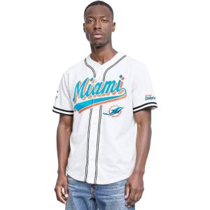 Pro Standard Mens NFL Script Tail Button Down Mesh Top(White/Black/White)