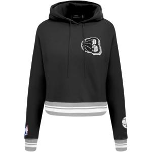 Pro Standard Womens NBA Mash Up Cropped Pullover Hoodie(Black/Gray)