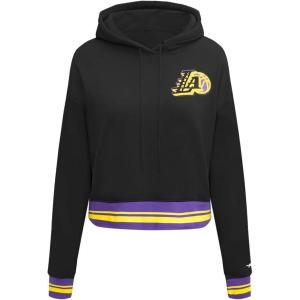 Pro Standard Womens NBA Mash Up Cropped Pullover Hoodie(Black/Purple)