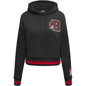 Pro Standard Womens NBA Mash Up Cropped Pullover Hoodie(Black/Red/Black)