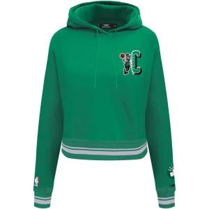 Pro Standard Womens NBA Mash Up Cropped Pullover Hoodie(Kelly Green)