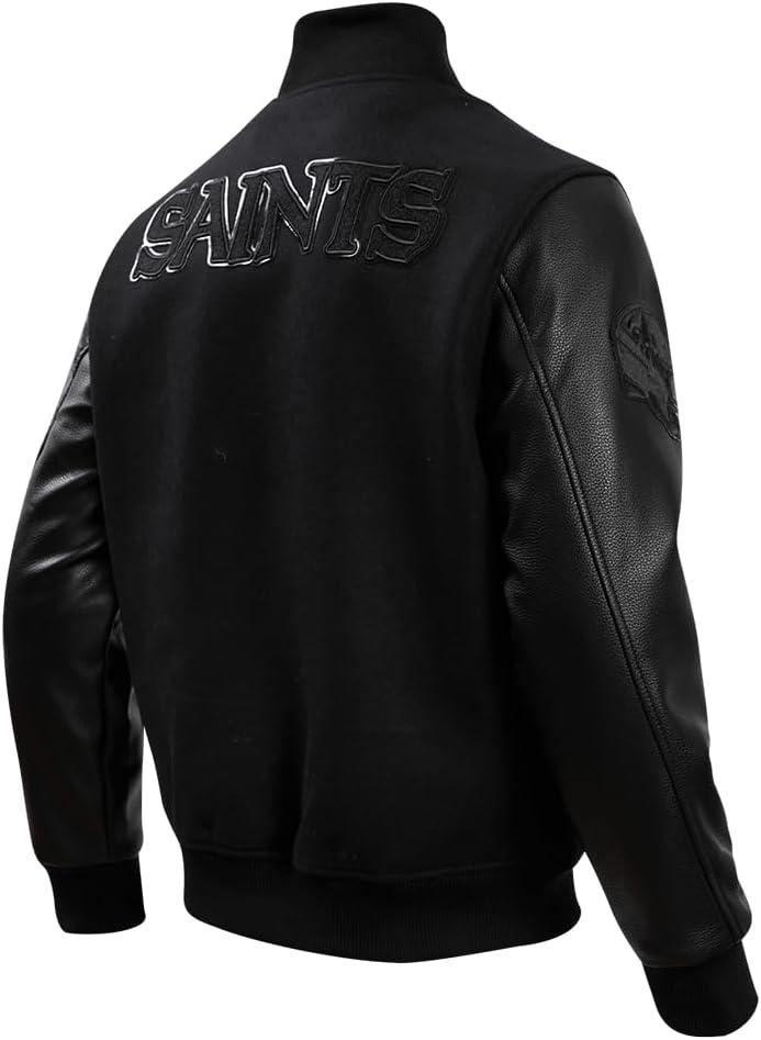 imagePro Standard Mens NFL New Orleans Saints Classic Triple Black Varsity Jacket M