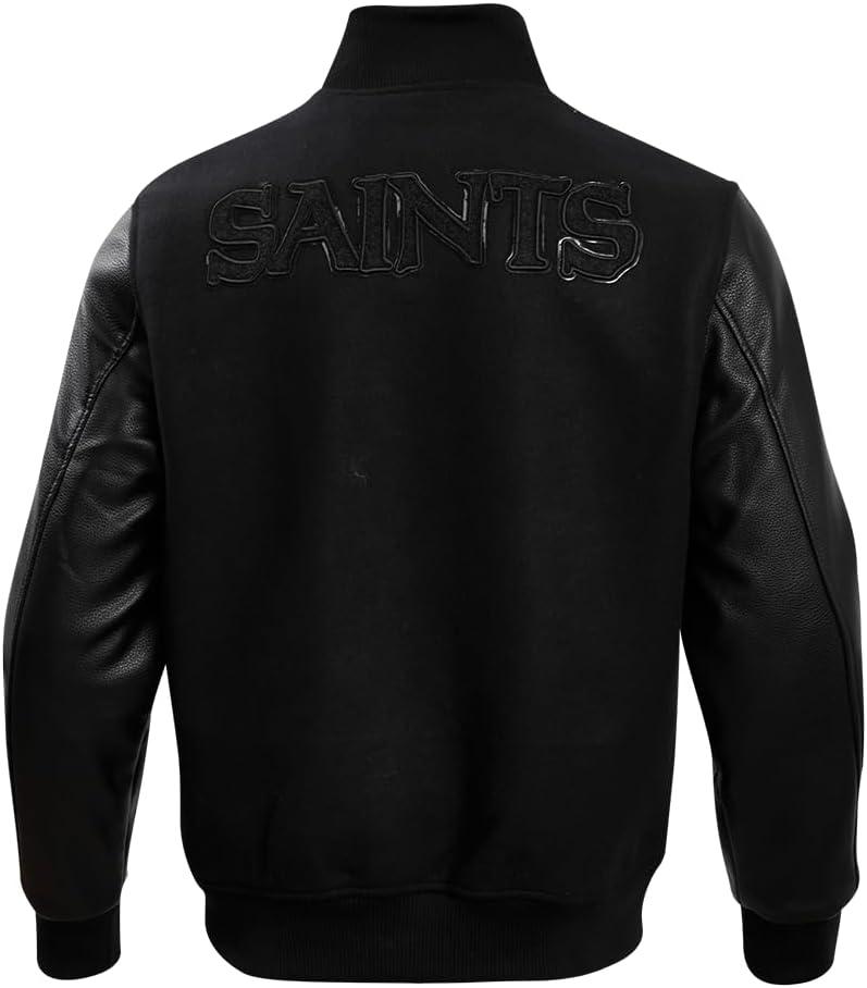 imagePro Standard Mens NFL New Orleans Saints Classic Triple Black Varsity Jacket M