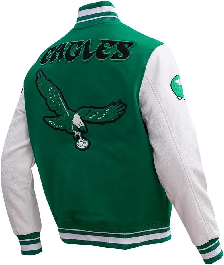 imagePro Standard Mens NFL Retro Classics Varsity JacketKelly Green White