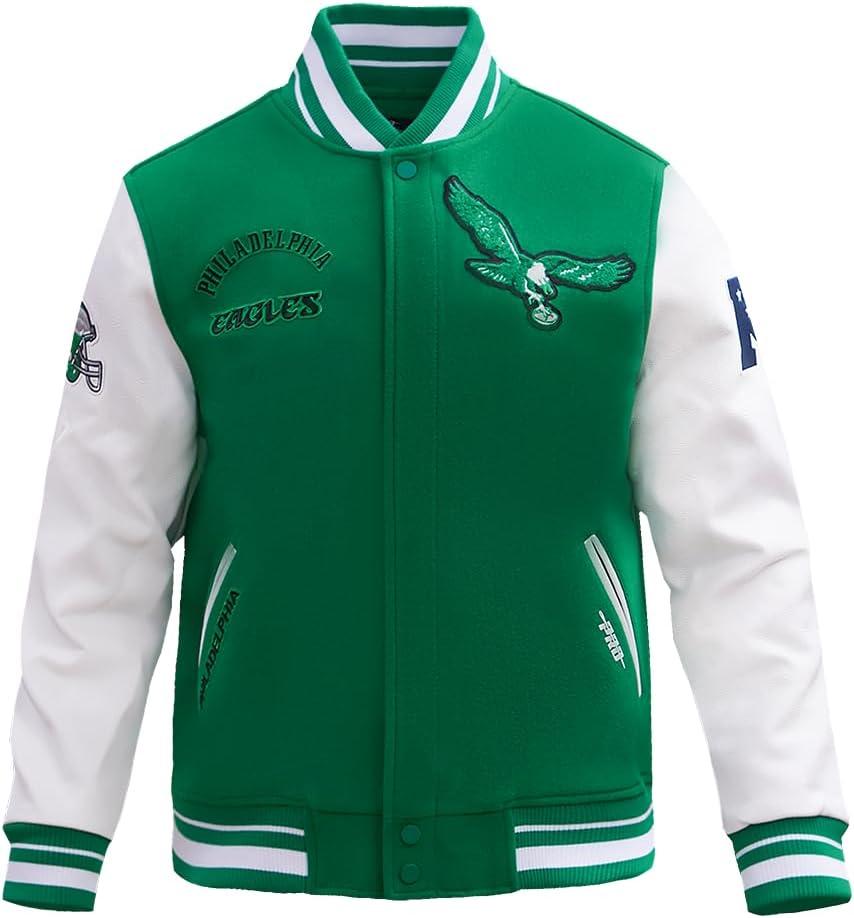 imagePro Standard Mens NFL Retro Classics Varsity JacketKelly Green White