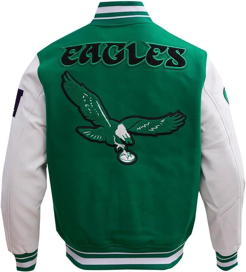 imagePro Standard Mens NFL Retro Classics Varsity JacketKelly Green White