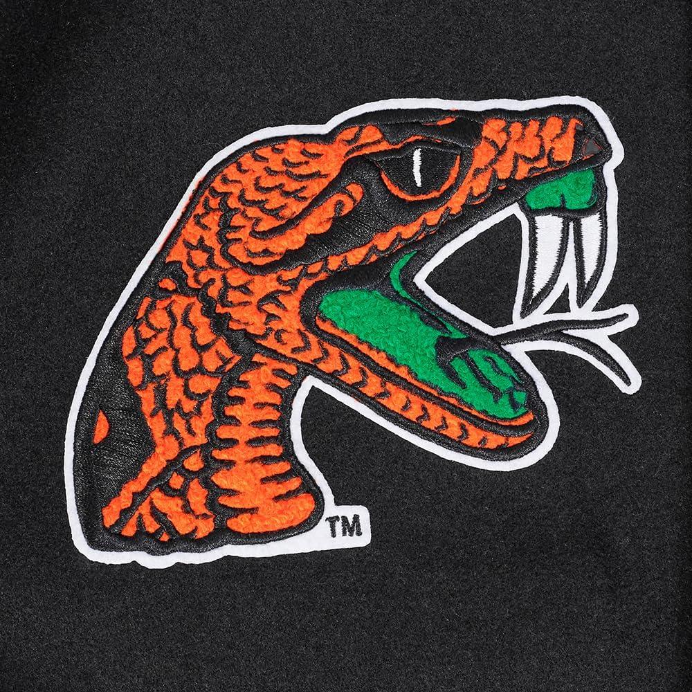imagePro Standard NCAA mens Pro Standard Mens College Classic Chenille Wool Varsity JacketBlackGreen