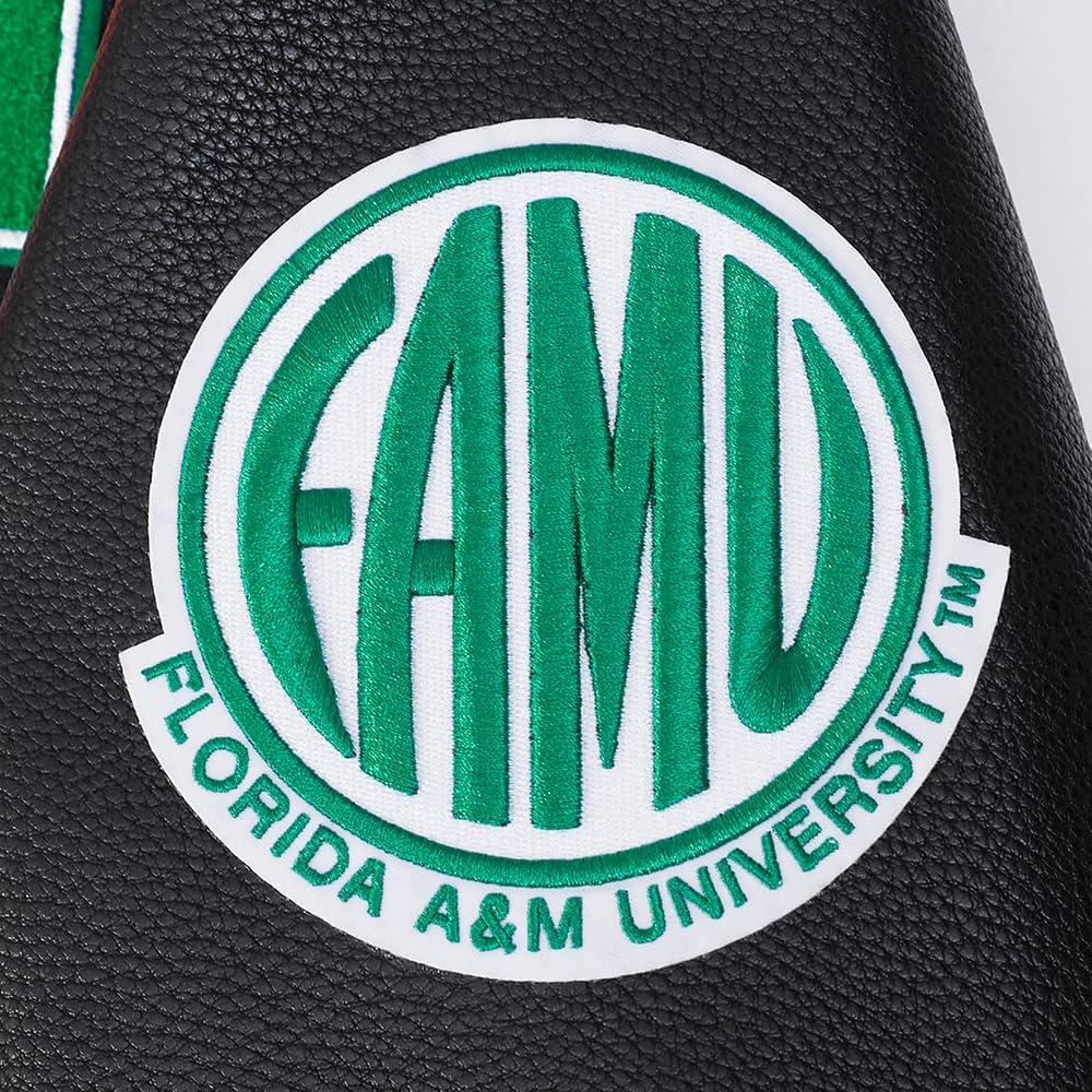 imagePro Standard NCAA mens Pro Standard Mens College Classic Chenille Wool Varsity JacketBlackGreen