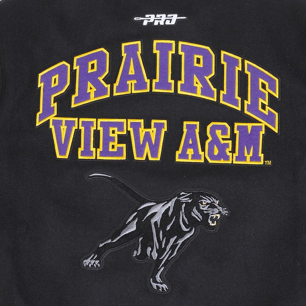 imagePro Standard NCAA mens Pro Standard Mens College Classic Chenille Wool Varsity JacketBlackPurpleYellow