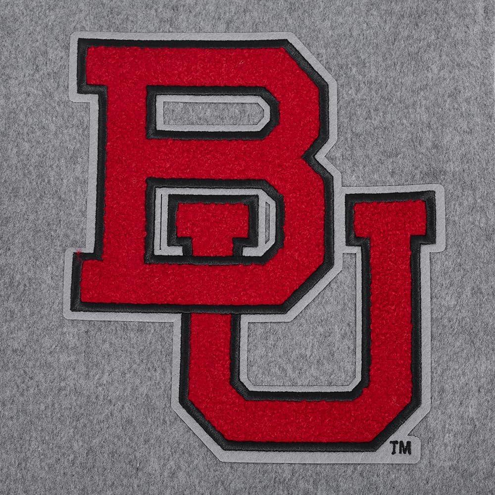 imagePro Standard NCAA mens Pro Standard Mens College Classic Chenille Wool Varsity JacketHeather GreyWhite