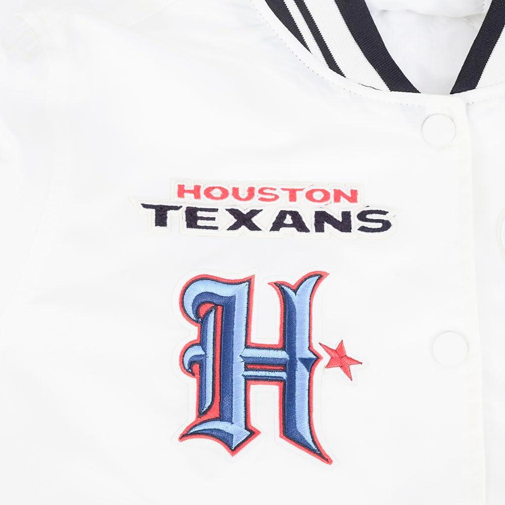 imagePro Standard Womens NFL Houston Texans Retro Classics Satin Jacket EggshellBlack S