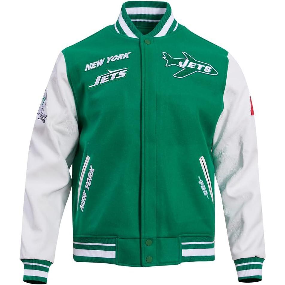 imagePro Standard Mens NFL Retro Classics Varsity JacketKelly Green White
