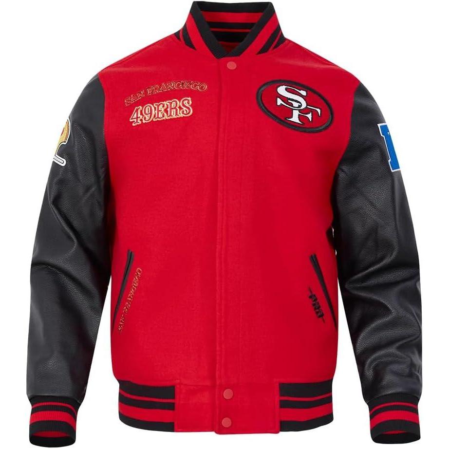 imagePro Standard Mens NFL Retro Classics Varsity JacketRedBlack