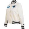 Pro Standard Womens NFL Carolina Panthers Retro Classics Satin Jacket Eggshell/Black M