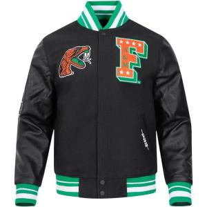Pro Standard NCAA mens Pro Standard Mens College Classic Chenille Wool Varsity Jacket(Black/Green)