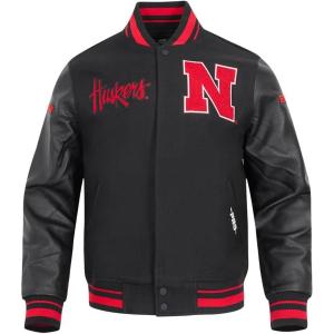 Pro Standard NCAA mens Pro Standard Mens College Classic Chenille Wool Varsity Jacket(Black/Red/Black)