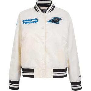 Pro Standard Womens NFL Carolina Panthers Retro Classics Satin Jacket Eggshell/Black M