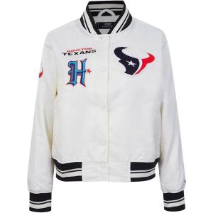 Pro Standard Womens NFL Houston Texans Retro Classics Satin Jacket Eggshell/Black M
