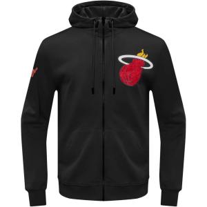 Pro Standard Men’s NBA Miami Heat Classic Chenille Full Zip Hoodie(Black)